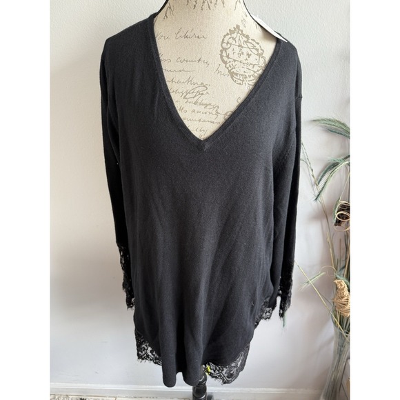 Soft Surroundings Pujili Sweater Size 2X Black Lace V-neck Pullover - Picture 1 of 9